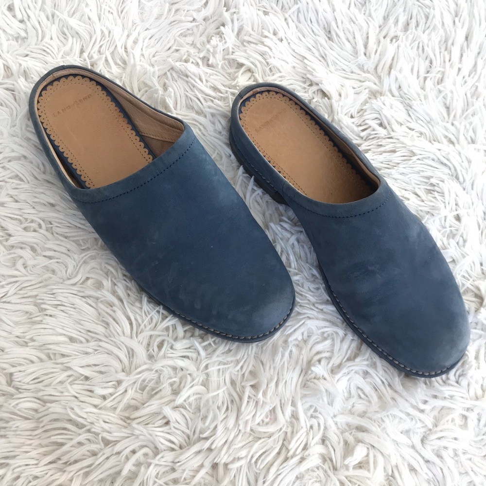 Blue Suede Lands’ End Mules Size 9 Wide - Picture 1 of 5